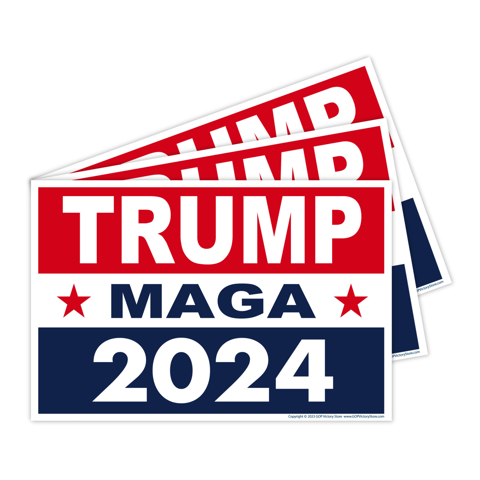 (3-Pack) Trump 2024 Yard Sign w/Stake Make America Great Again MAGA 18″ x 12″