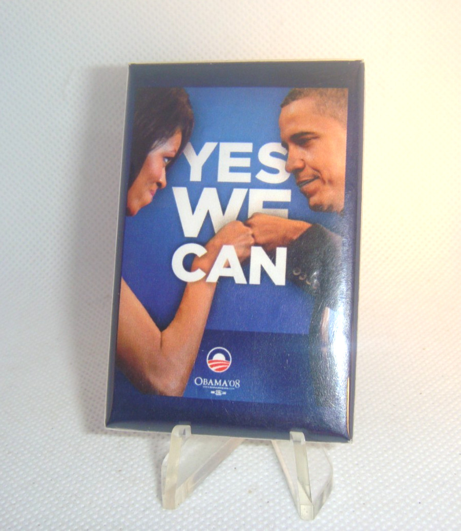 2008 Obama Presidential Campaign Photo Button MICHELLE & BARACK YES WE CAN