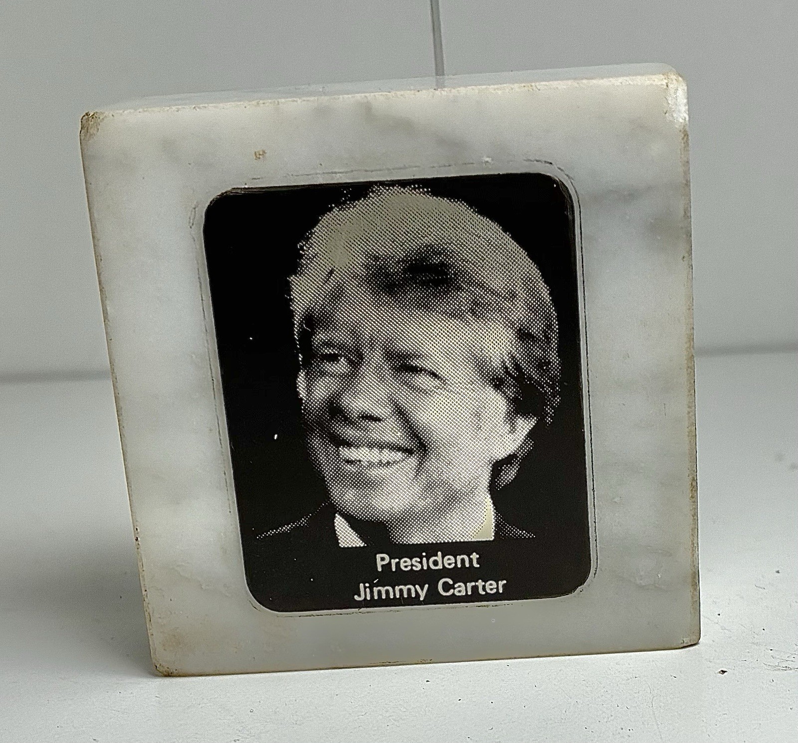 President Jimmy Carter Marble Desk Paperweight W/Felt Bottom 2″ Square