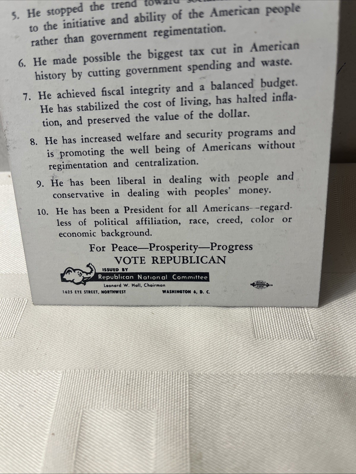 VTG 1950’s Dwight D. Eisenhower Campaign Post Card