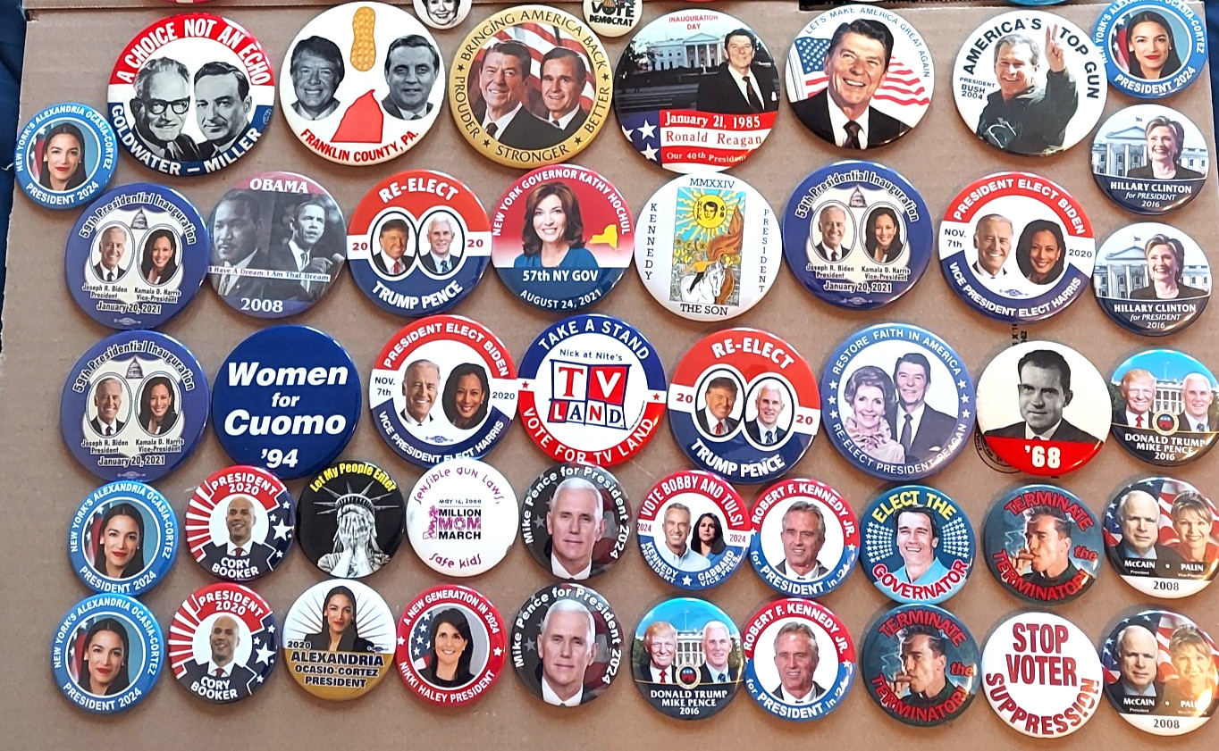 100+ Presidential Local Cause Campaign Buttons Trump Obama Reagan Nixon Cater ++