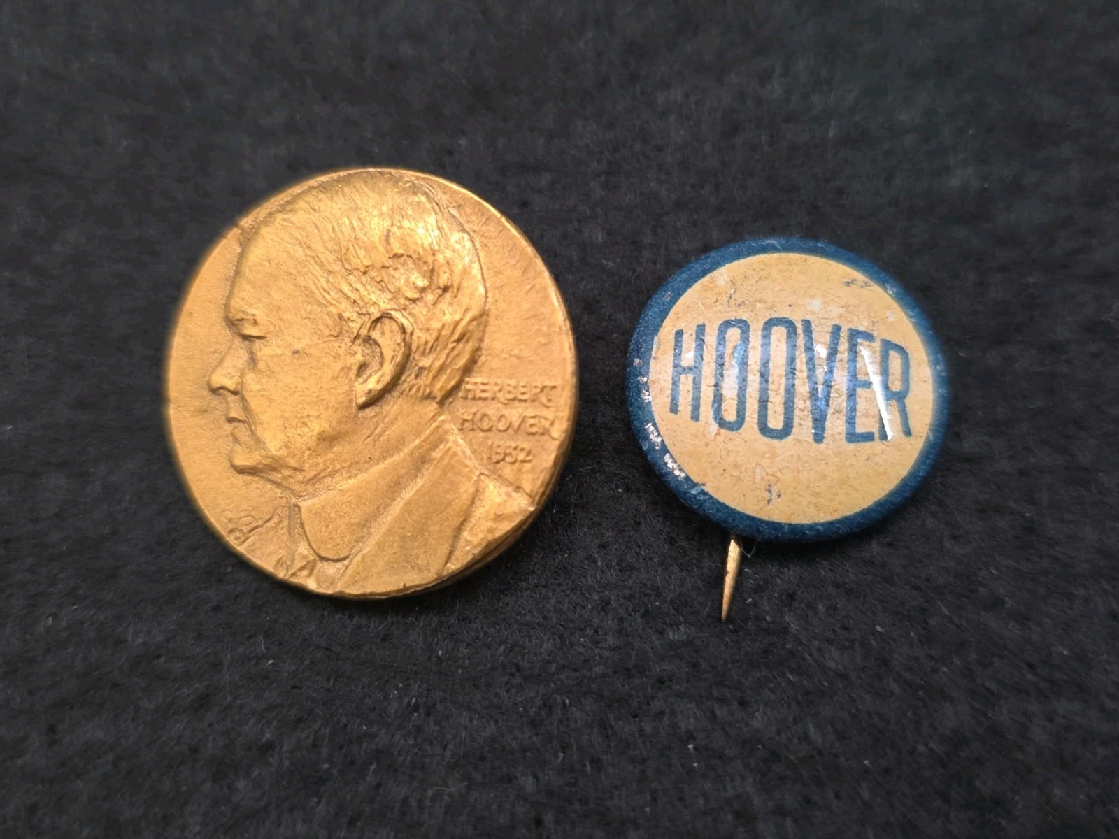 1928 Herbert Hoover Gilt Bronze Campaign Pin / Button – Medallic Art Co & Pin