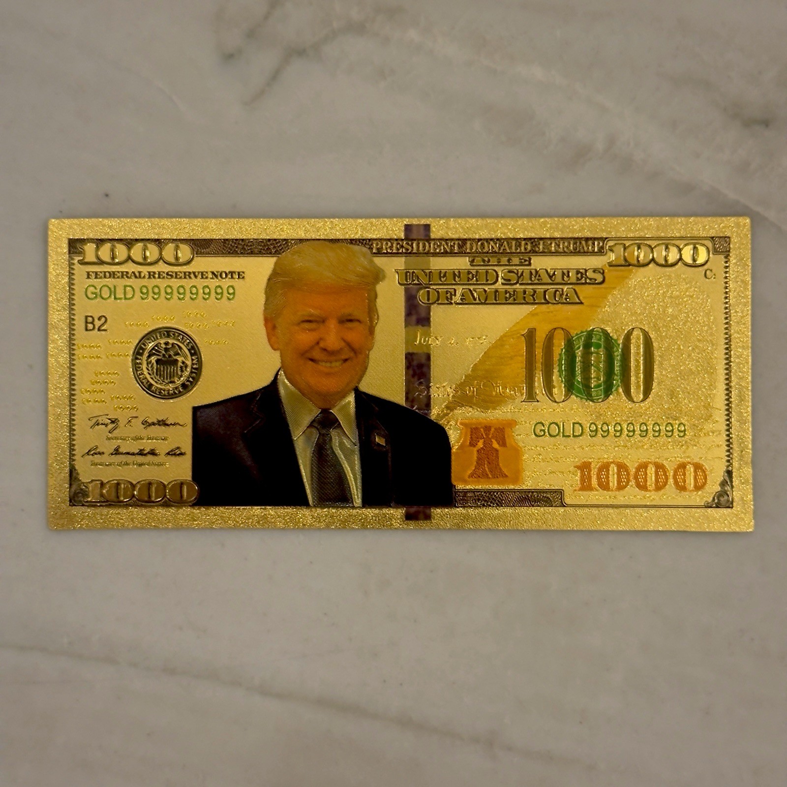 Trump Gold $1000 Dollar Novelty Bill Funny Money MAGA