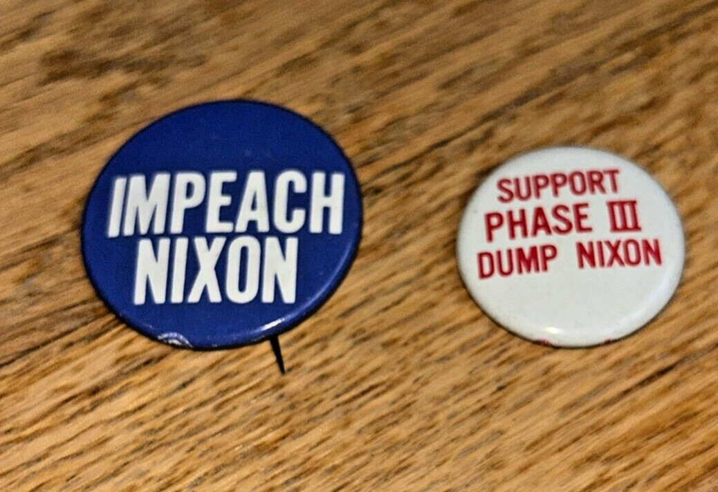2 Buttons – SUPPORT PHASE III -DUMP NIXON & IMPEACH NIXON (Blue) #6