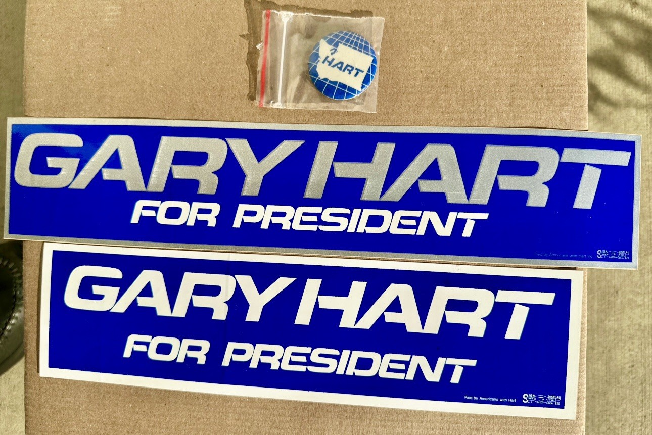 Original Gary Hart For President Bumper Stickers & Button Seattle WA 1984 Rally!