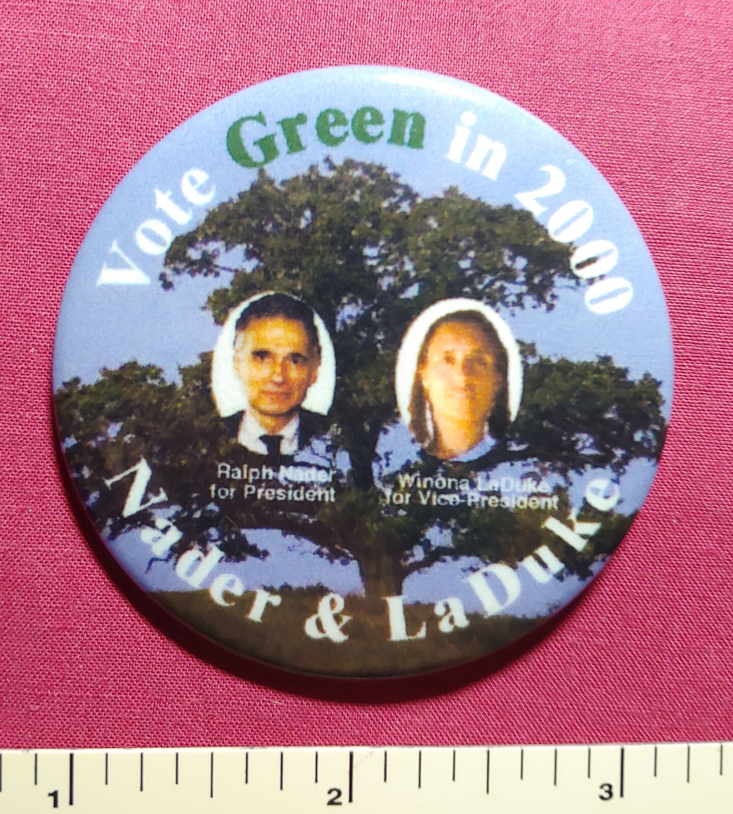 RALPH NADER JEWISH GREEN THIRD PARTY PRES LADUKE VP ’00 POLITICAL PINBACK BUTTON