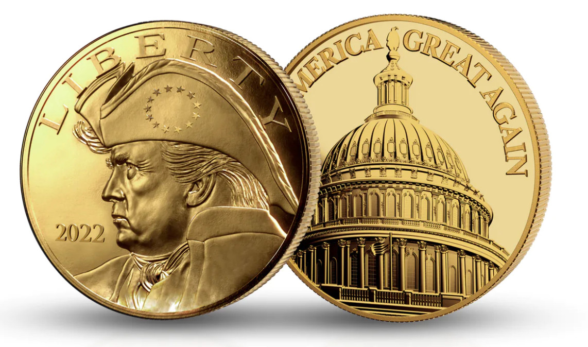 2022 Patriot Trump Gold Commemorative Coin, Uncirculated Reverse US Capitol