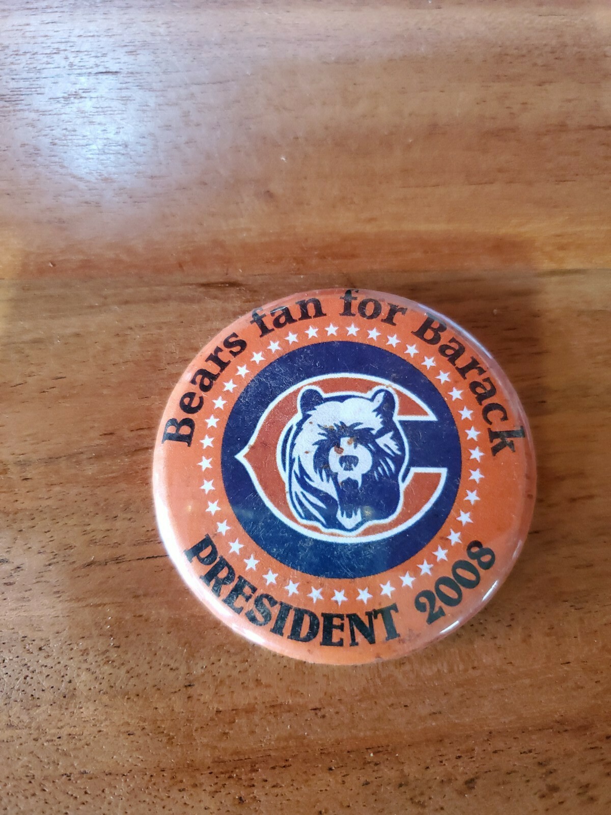 2008 President Barack Obama Chicago Bears Fan Campaign Pin Button Biden