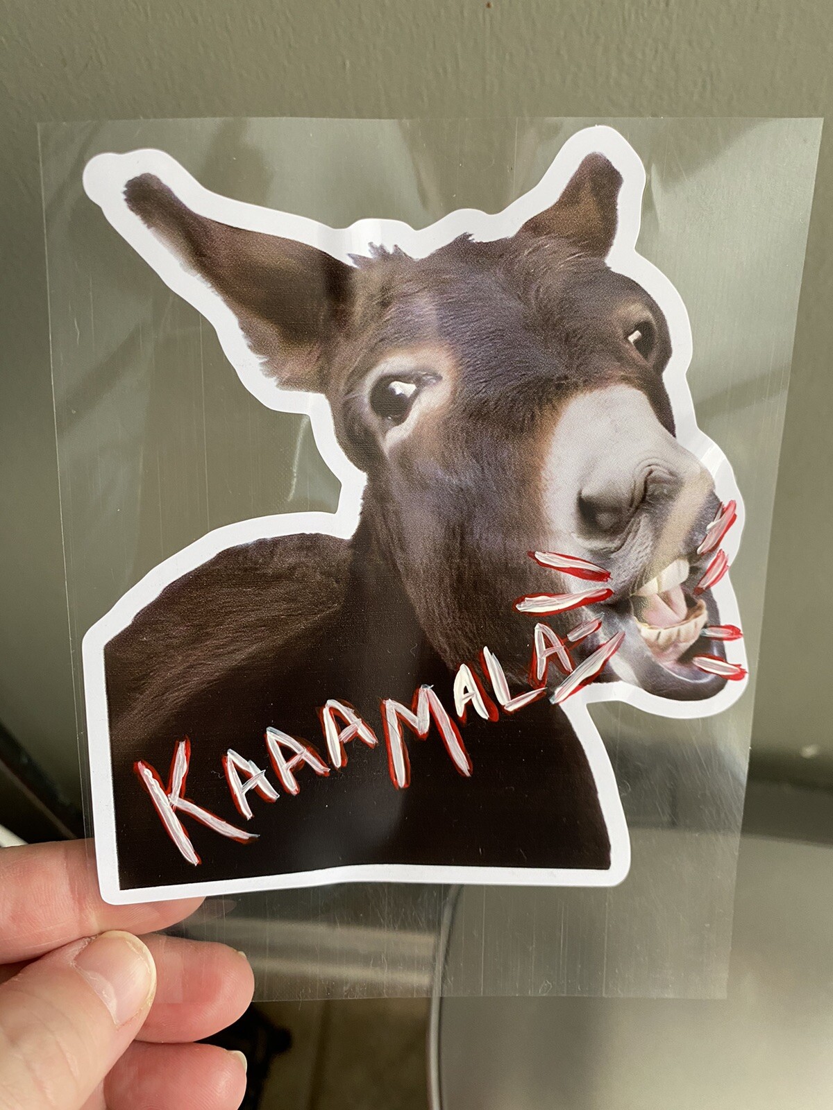 Custom Funny Donkey Braying Sticker “Kamala Harris” 5”x 4.5” Kaaamala… Hee Haw!