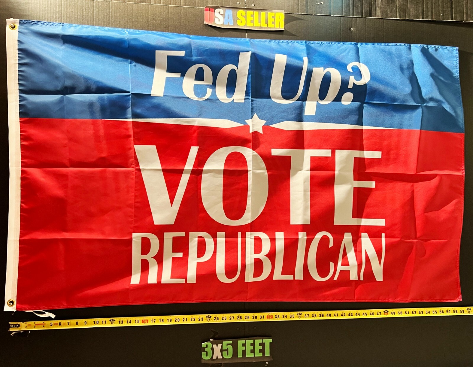 Donald Trump Flag FREE USA SHIP Fed Up Vote Republican RB Desantis USA Sign 3×5′