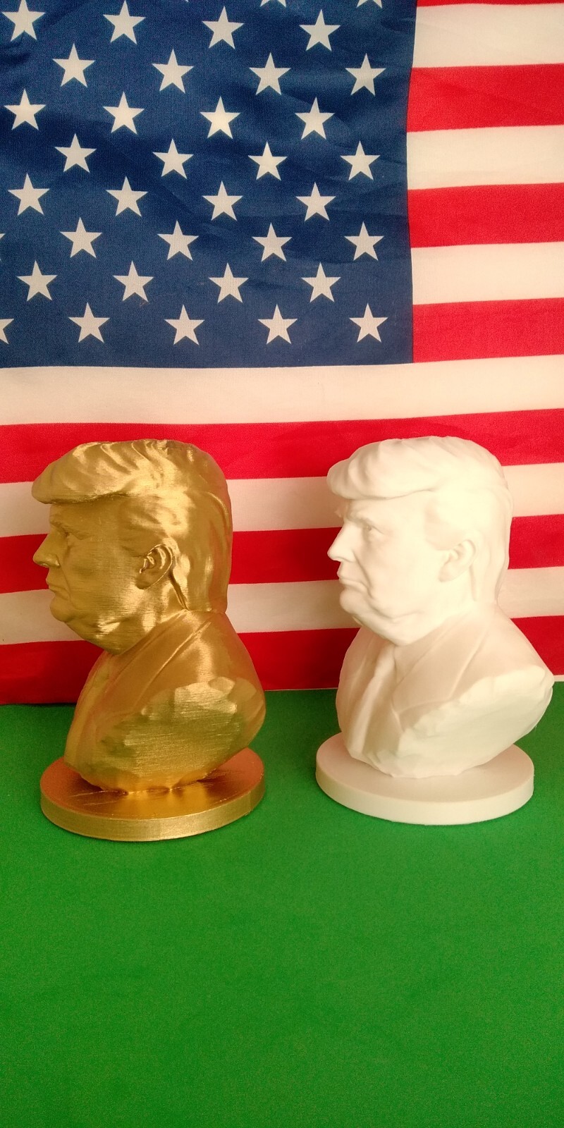 2pcs 127MM 5″ Tall Not-HUGE President Donald Trump Bust Statue +Free🎁🎁3D Print