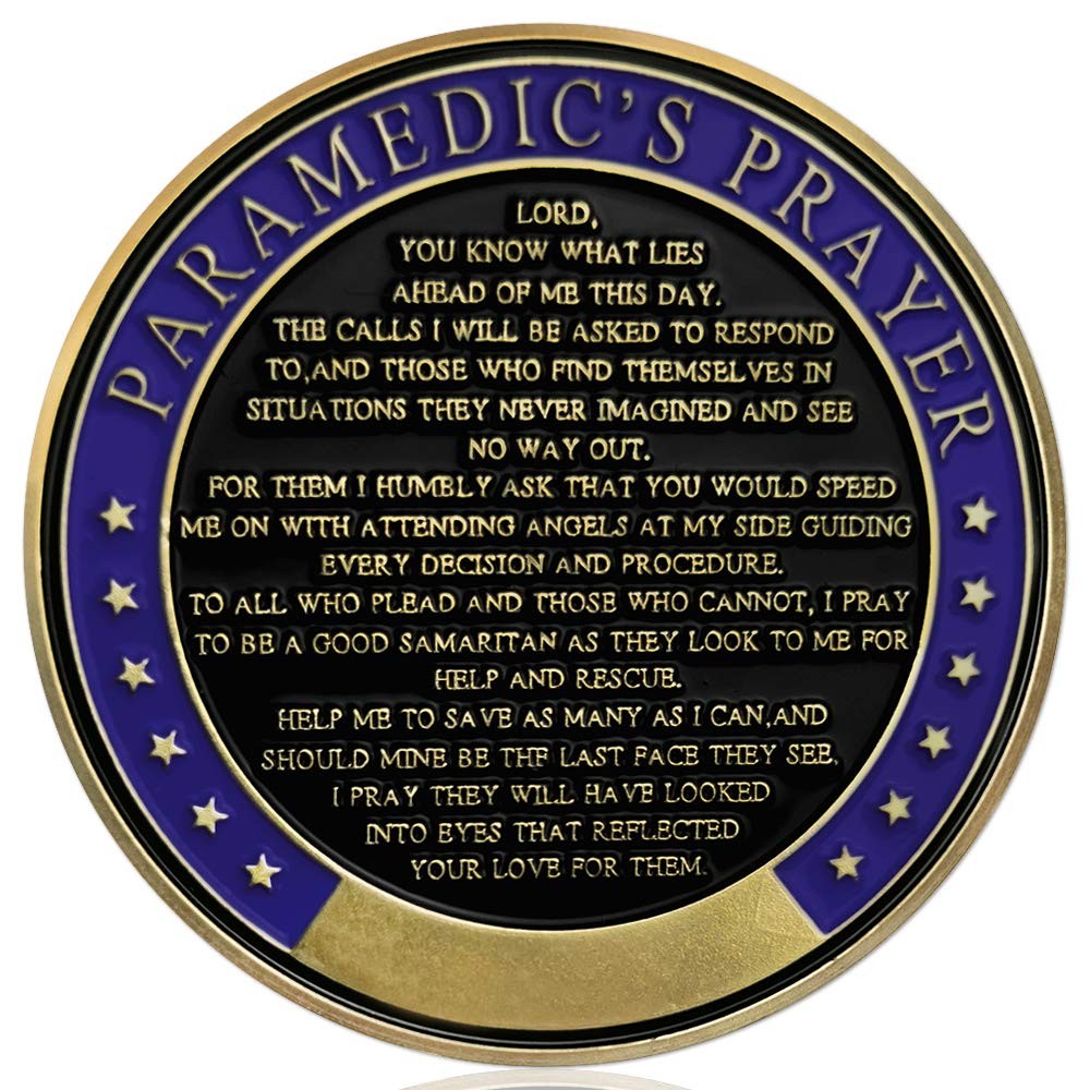 5 Pcs EMS Paramedic Prayer Challenge Coin Set for First Responders & Collectors