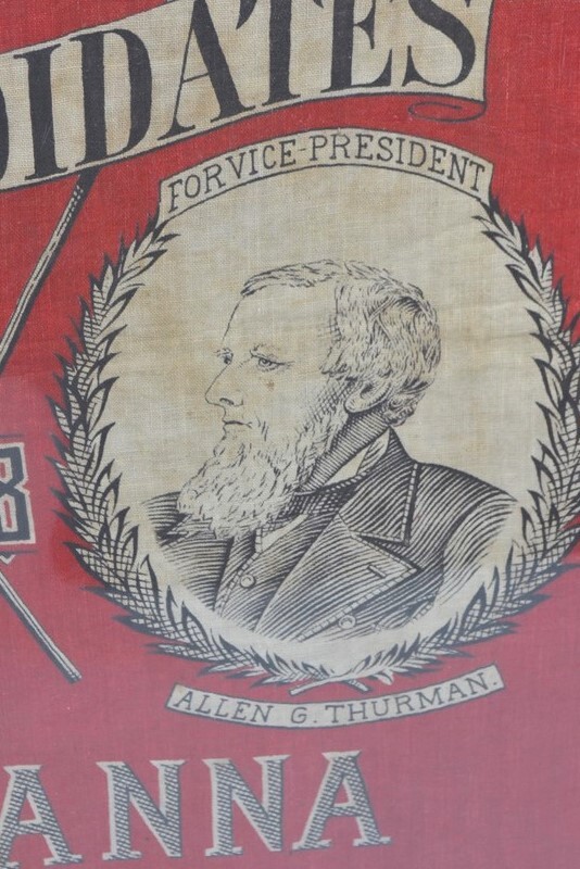 antique Republican 1888 Cleveland/ Thurman red political handkerchief original
