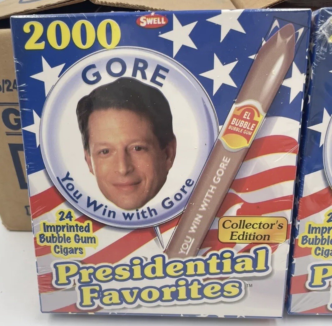 Al Gore 2000 Presidential Favorites Bubble Gum Cigars USA Vice President Sealed