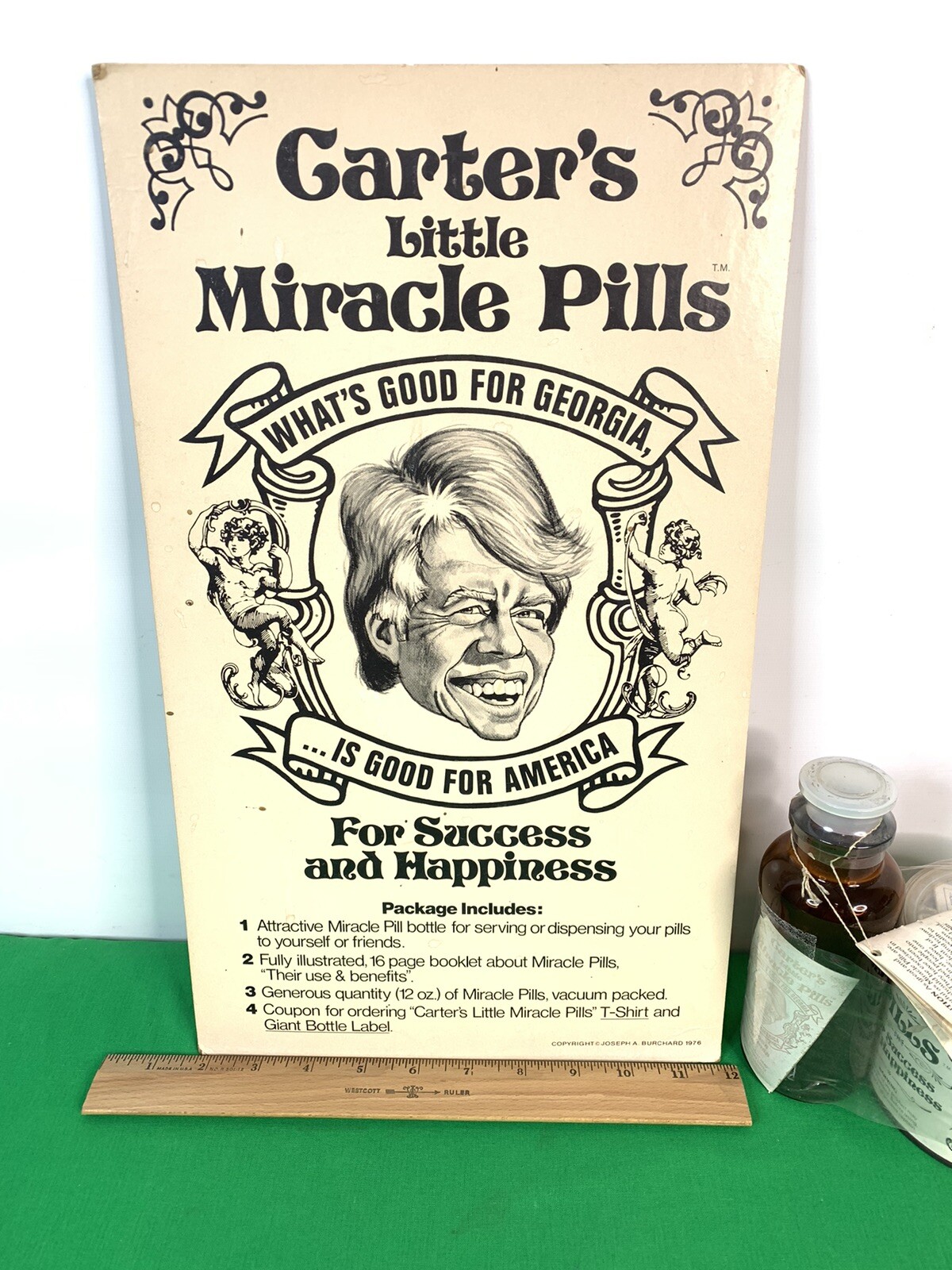 Jimmy Carter Little Miracle Pills Poster &+ Can of Pills + T-Shirt, Collectibles