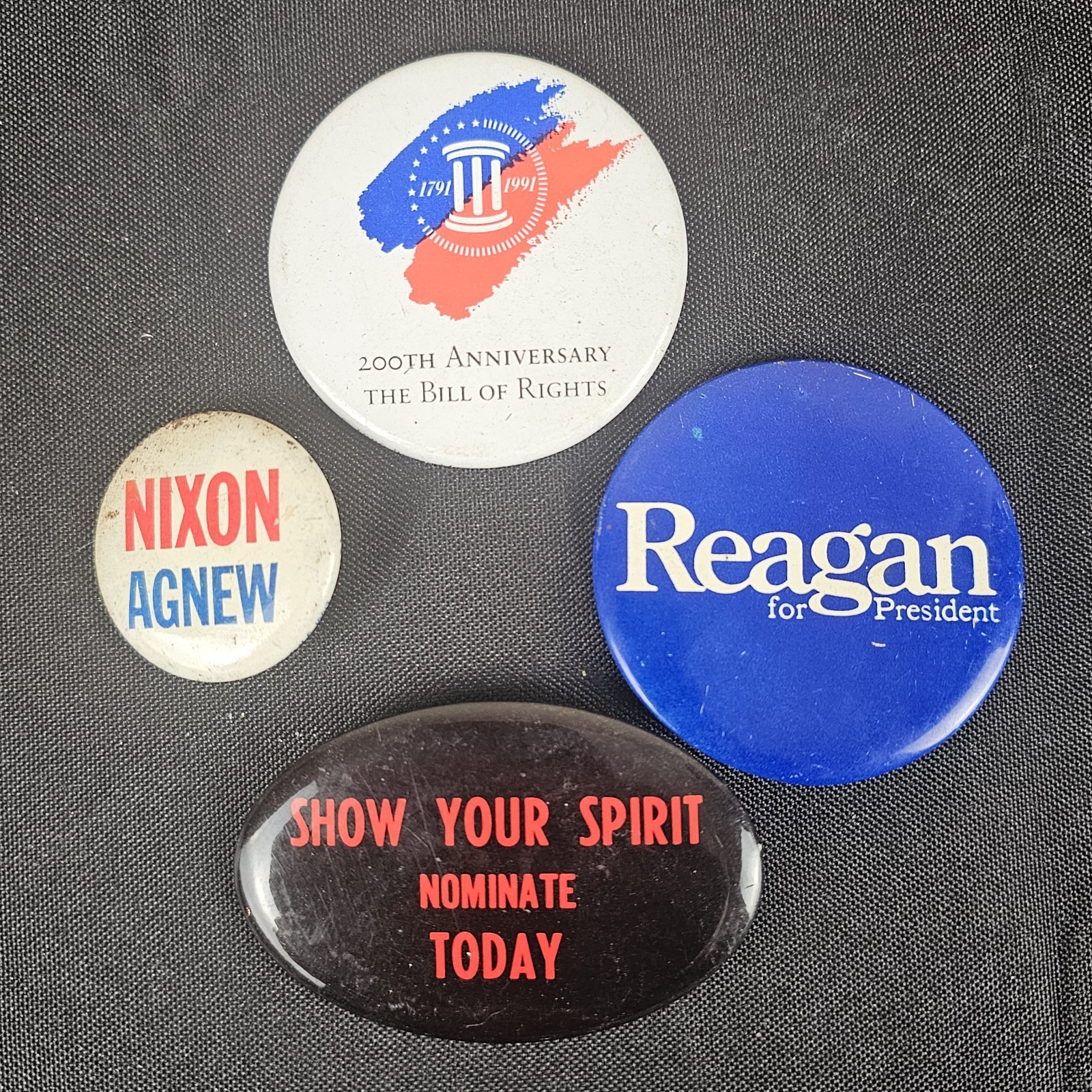 Ronald Reagan For President 2 1/4″ Nixon Agnew Lot of 4Political Pinback Vintage