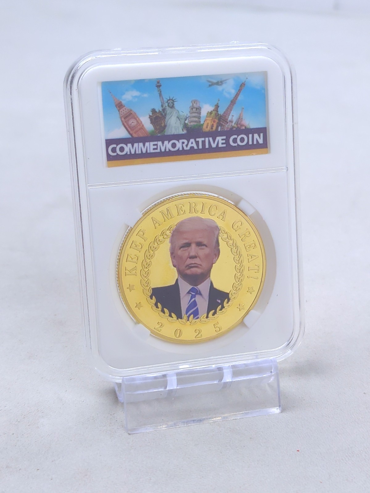 DONALD TRUMP GOLD Commemorative Coin in Slab, KEEP AMERICA GREAT 2025, TREASURE