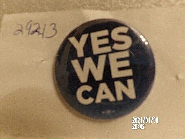 Yes We Can Political Campaign Pin Button #29213, measures 2.25 inches