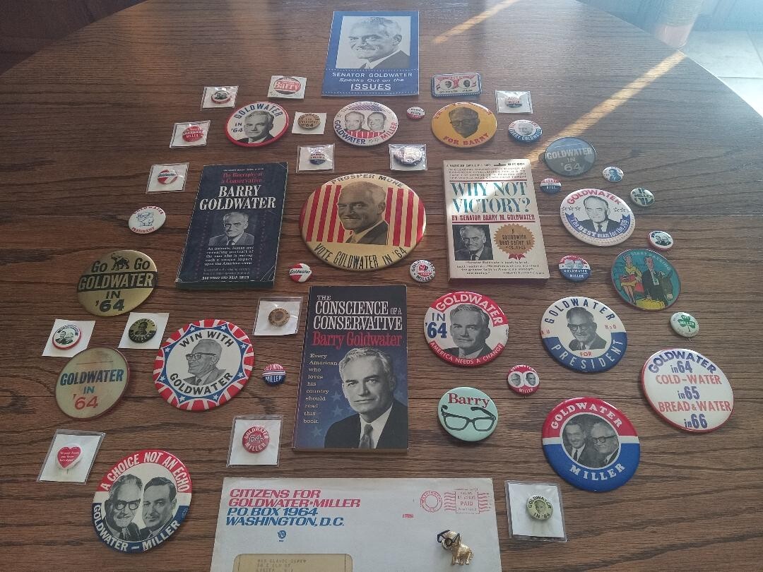 Massive Barry Goldwater Button, Book and Campaign Paraphenalia Collection