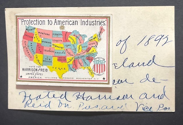 Benjamin Harrison & Reid Whitelaw 1892 Presidential Campaign Promotional Card