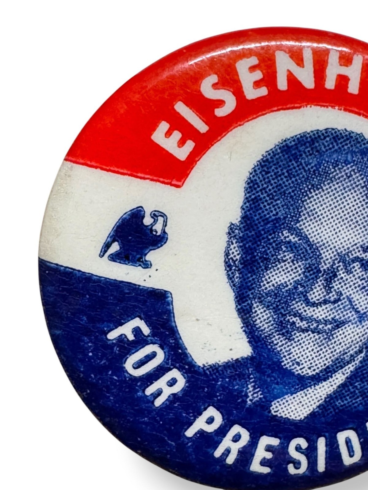 Vintage 1950s Eisenhower Presidential Campaign Pin Button Red White & Blue 1.25″