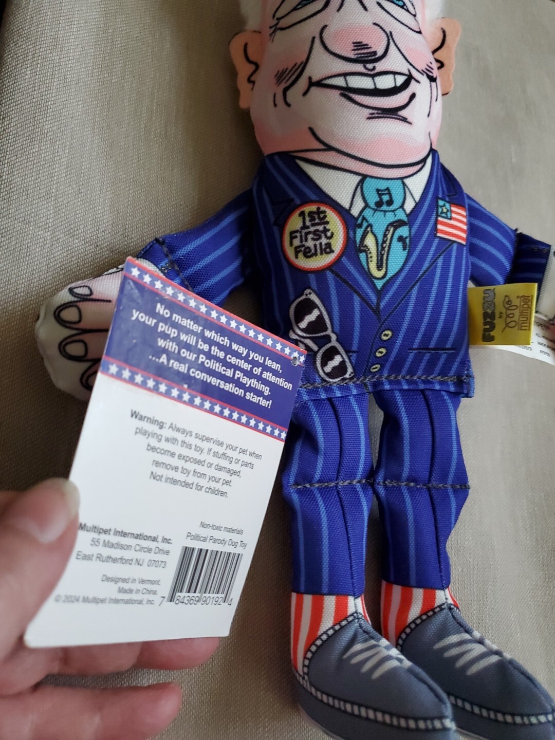 FUZZU 12″ Hillary & Bill Clinton Squeakers Political Parody Dog Toys w Tags