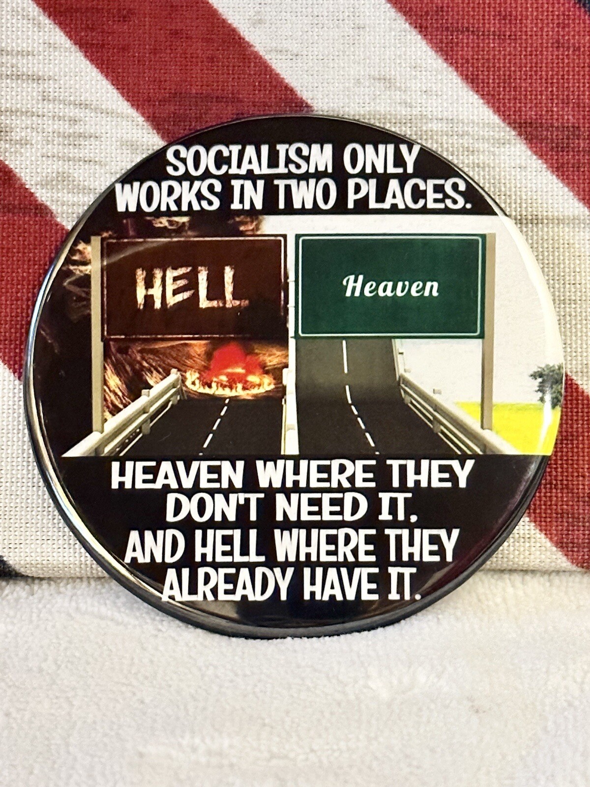 👀Trump 2024 Anti-Democrat “Satire” Presidential Campaign Pin Button – 3″ Round