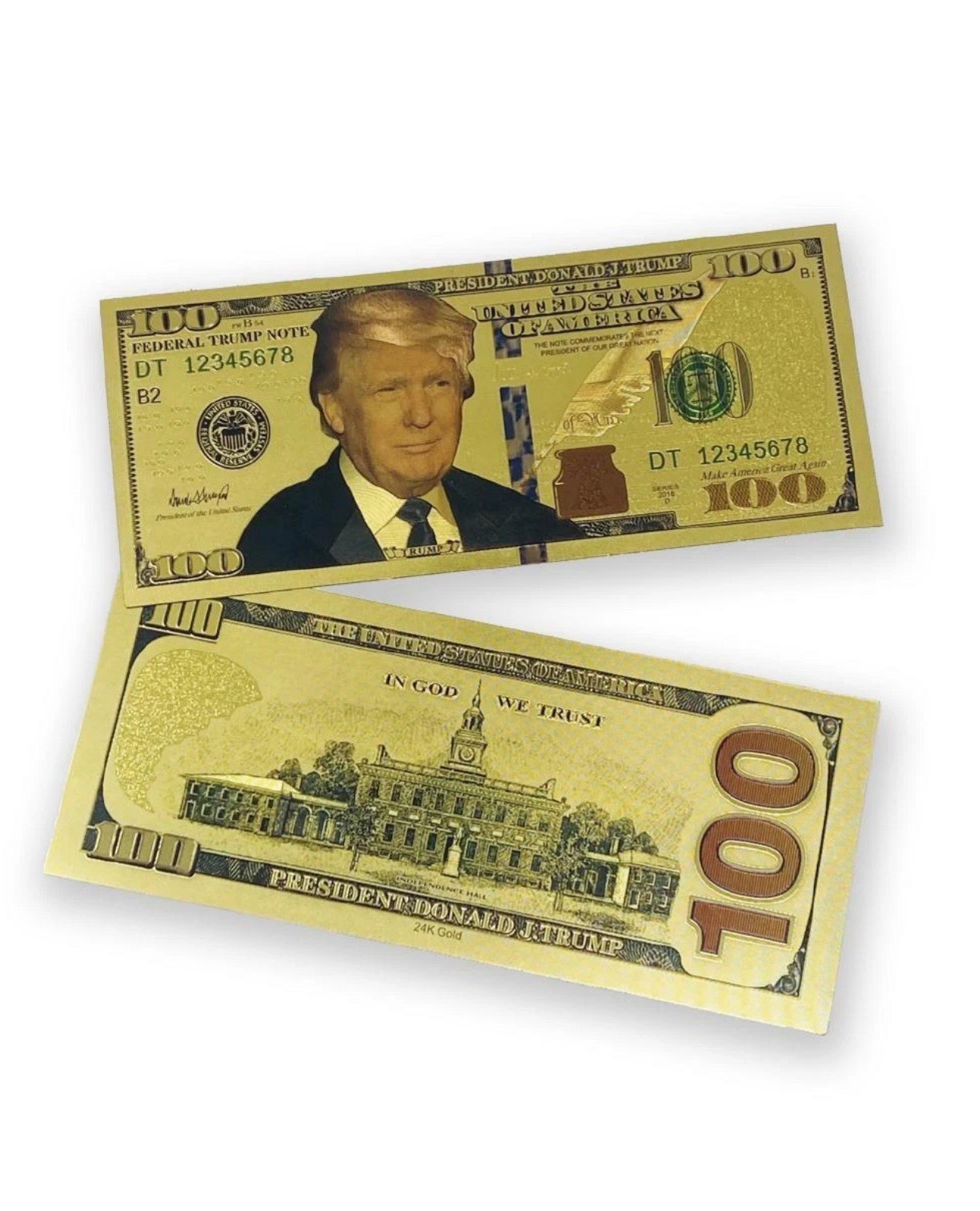 Donald Trump Authentic 24kt Gold Plated Commemorative $100 Bank Note Free Ship