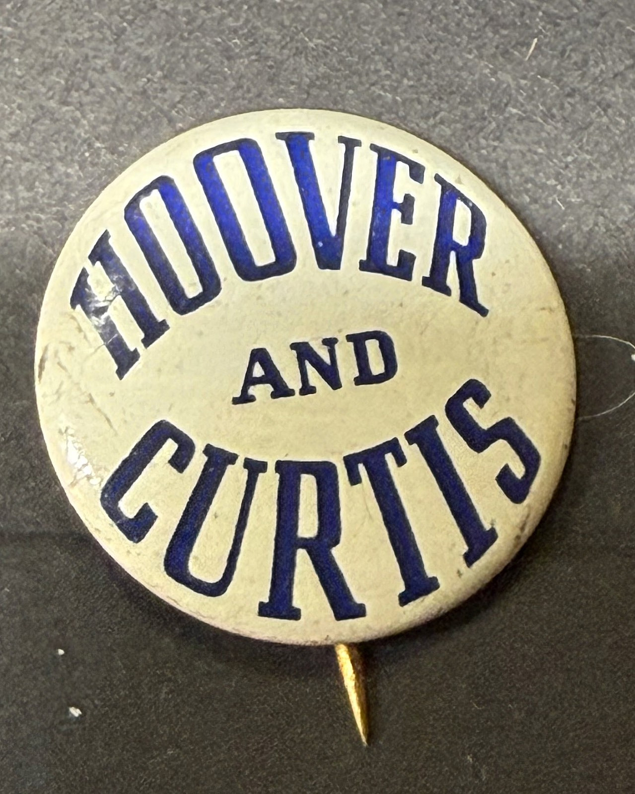 Original 1928 Hoover and Curtis Campaign Pin Button American Art Works