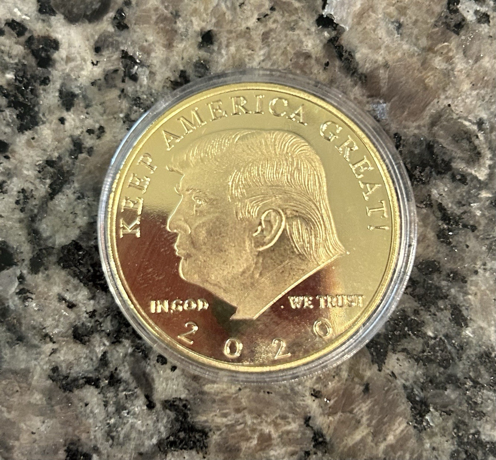 Trump Collectible Golden Coin And Collector Cards In Casing