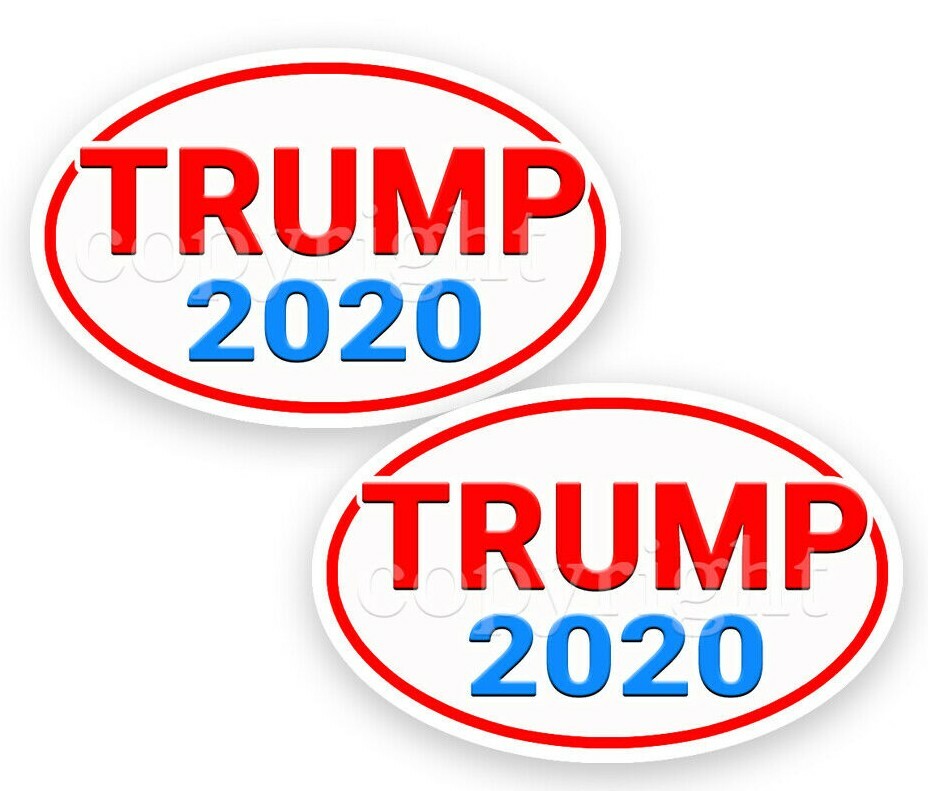 Trump 2020 Bumper Stickers Oval Decals Red Border 5″ 2 pack