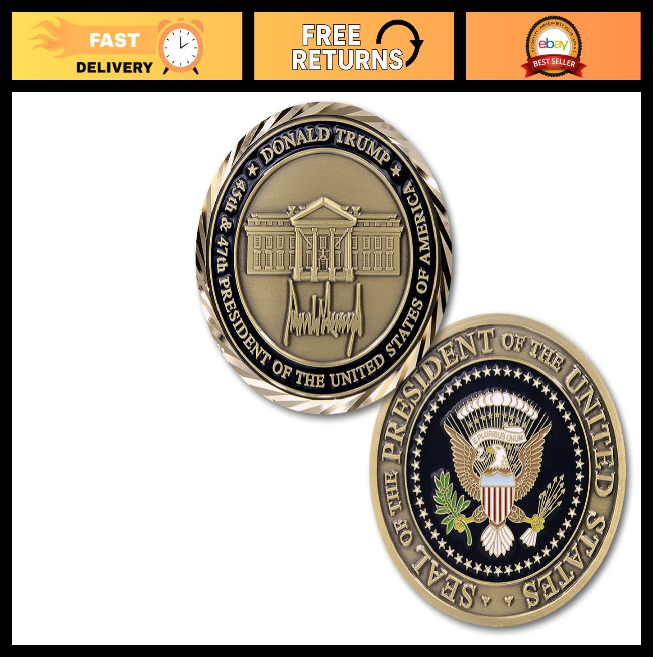 Challenge Coin – 45th & 47th President of the USA – 2 Inch Diameter Collectible