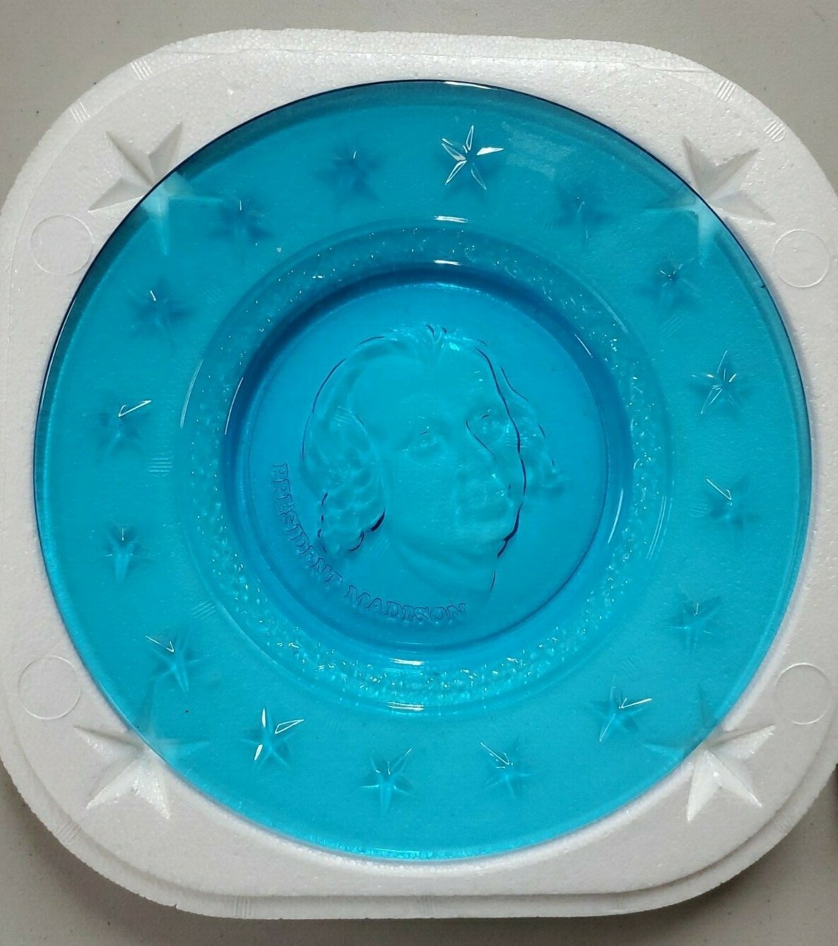 Wheaton Nuline Millville New Jersey Presidential Plate James Madison Blue Glass