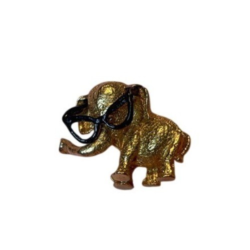 Vintage 1964 Barry Goldwater Republican Elephant Lapel Pin Glasses Gold Tone