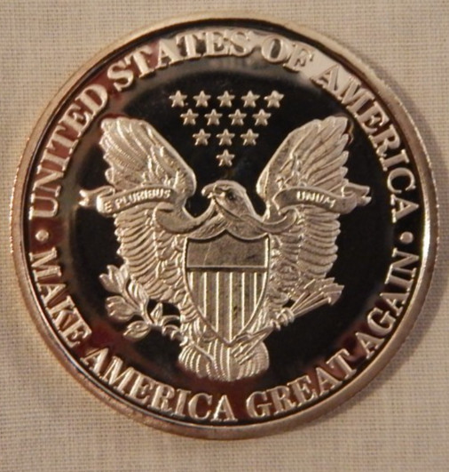 45th President Donald Trump MAGA Silver Plated Eagle Commemorative Novelty Coin