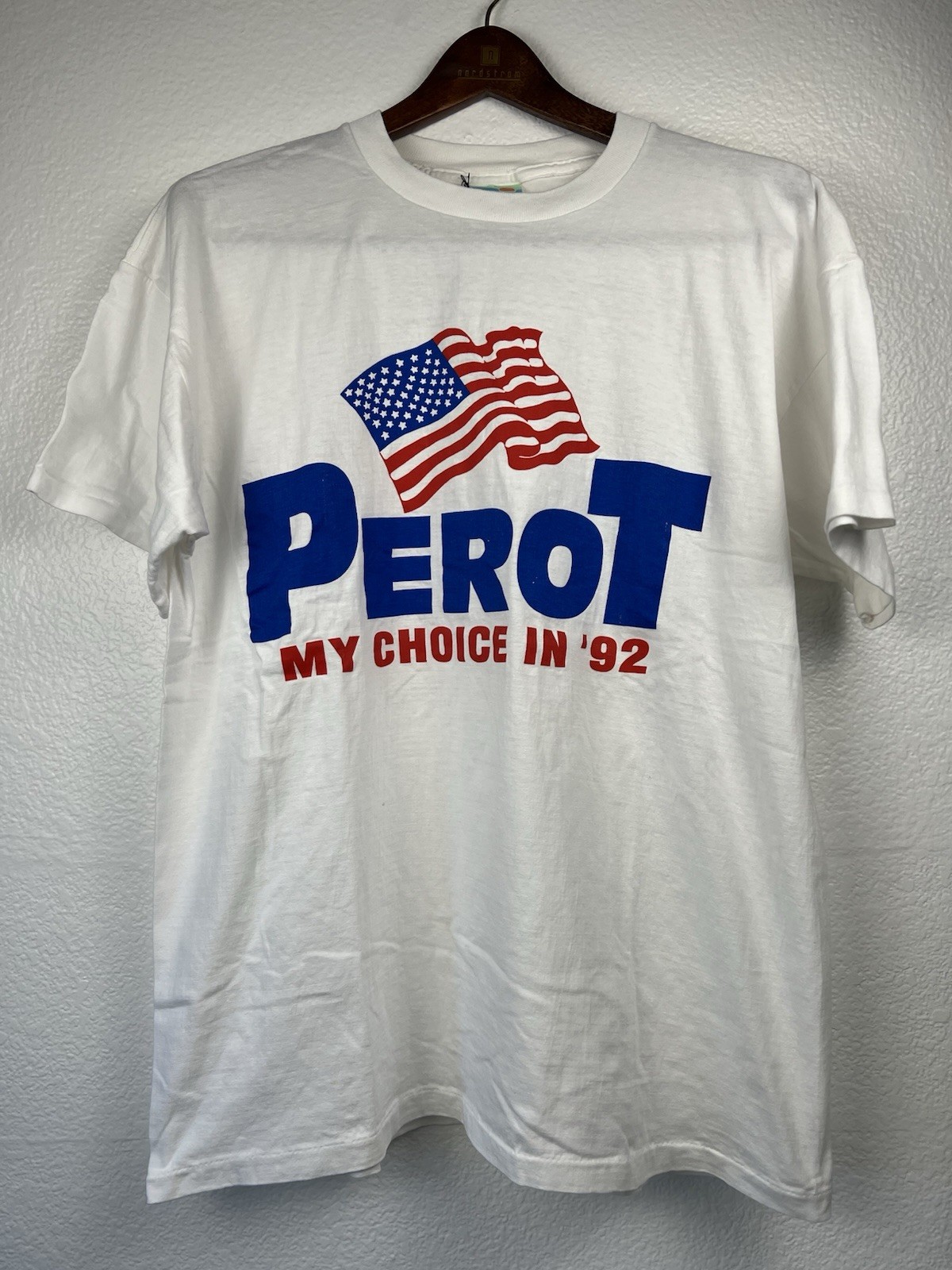 Vintage 1992 Ross Perot USA Presidential Campaign Men’s White T-Shirt XL ~ SNS