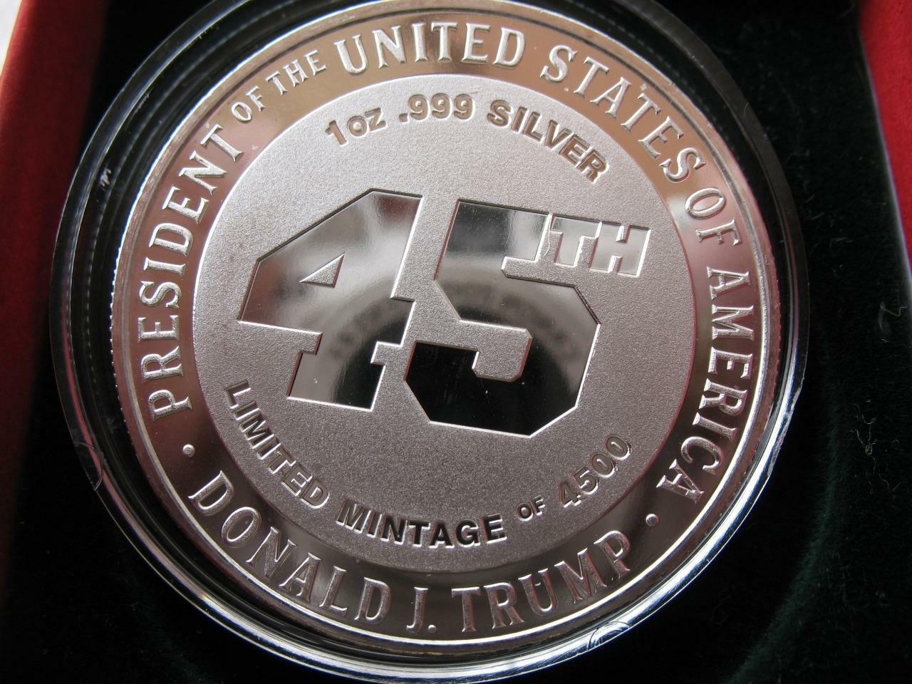 1-OZ.999 DONALD J TRUMP PROTECTOR OF 2ND AMENDMENT SILVER COIN LE # ON EDGE+GOLD