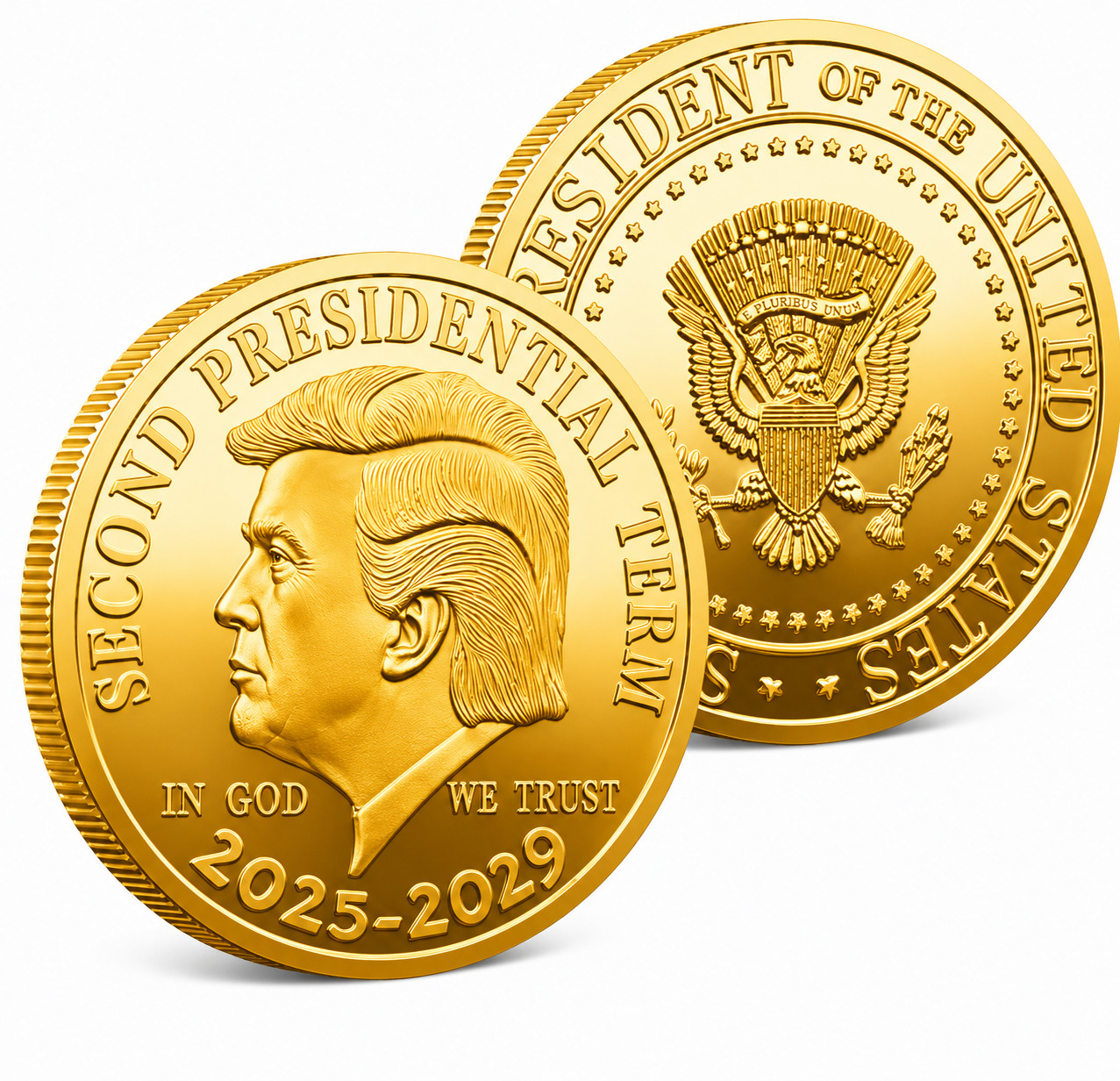 Donald Trump Second Term 2025-2029 Commemorative Coin, Electro Gold Plated Coin