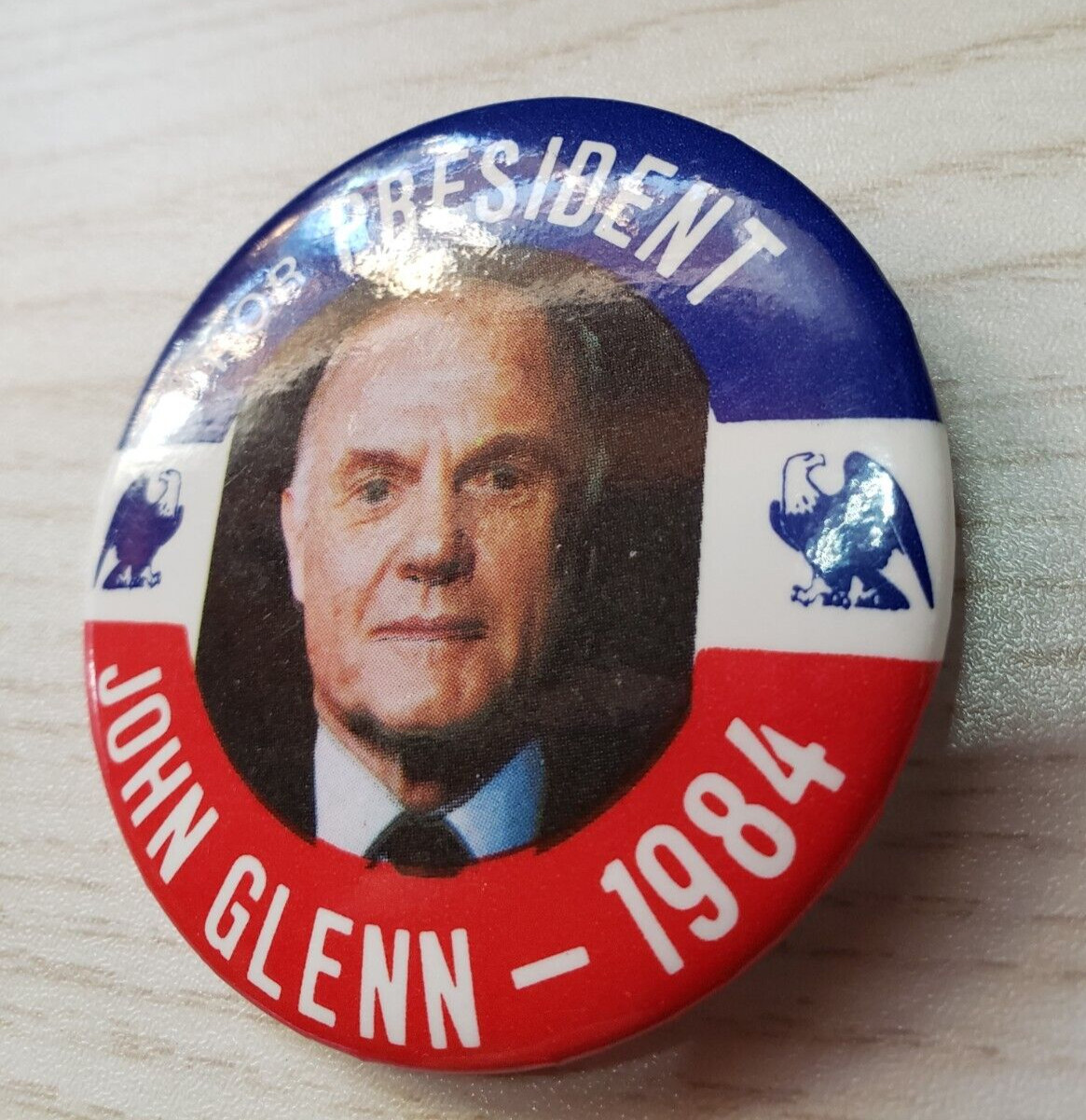 Vintage John Glenn For President Campaign Button Pin 1984 Rare Design