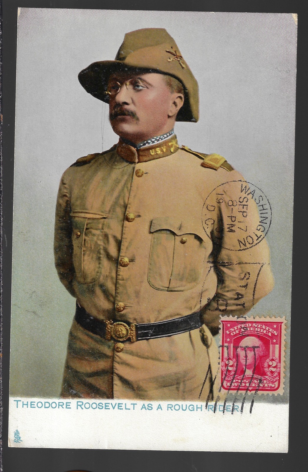 @1898 Col Teddy Roosevelt Brooks Bros Span Am War Rough Rider Uniform Postcard
