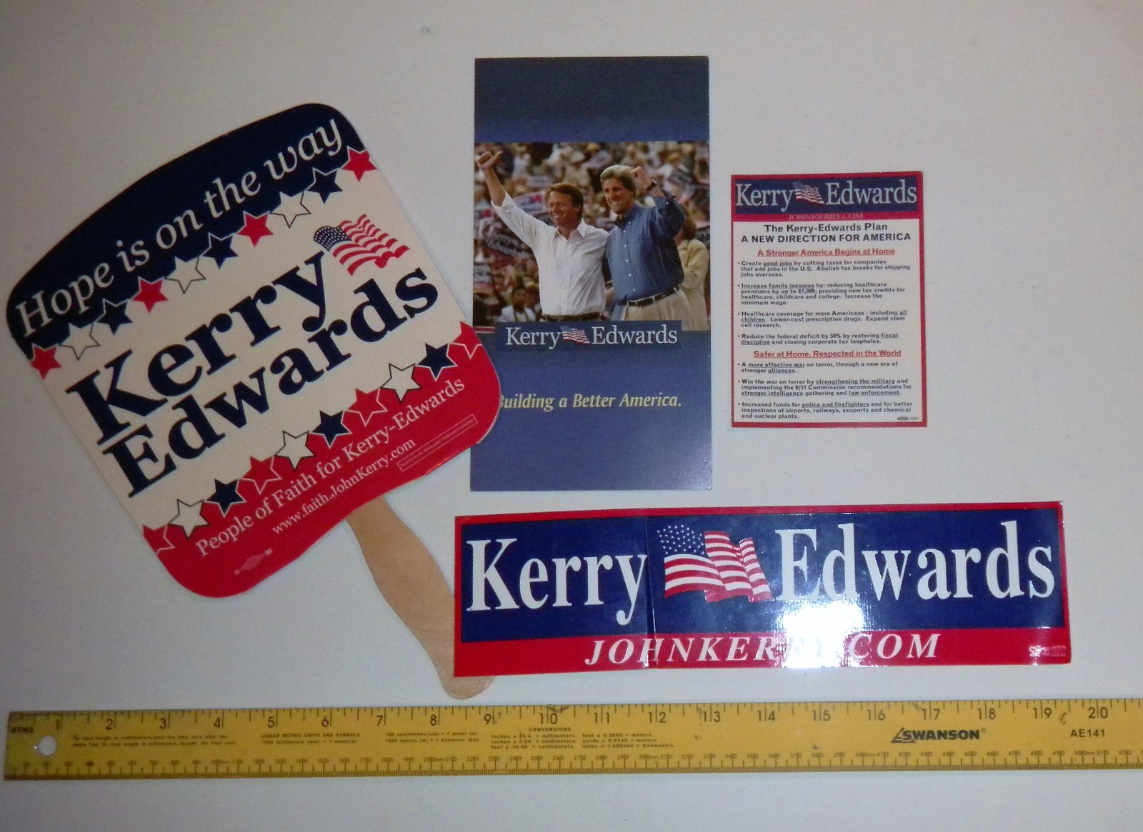 Kerry Edwards Four Piece Collection People of Faith Fan Bumper Sticker, Booklet
