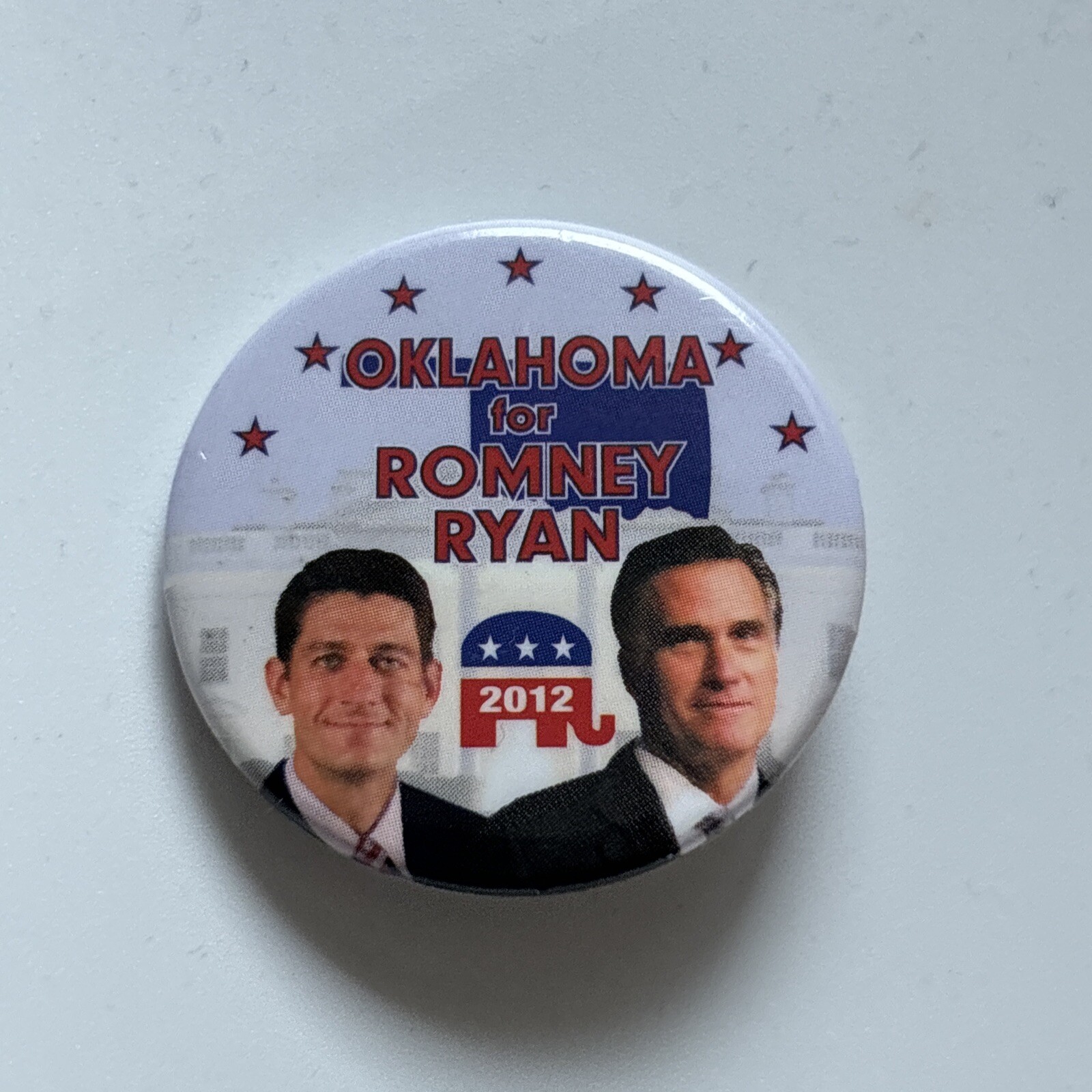 2012 Mitt Romney for President Oklahoma 50 State 1.5″ Button Paul Ryan Pin
