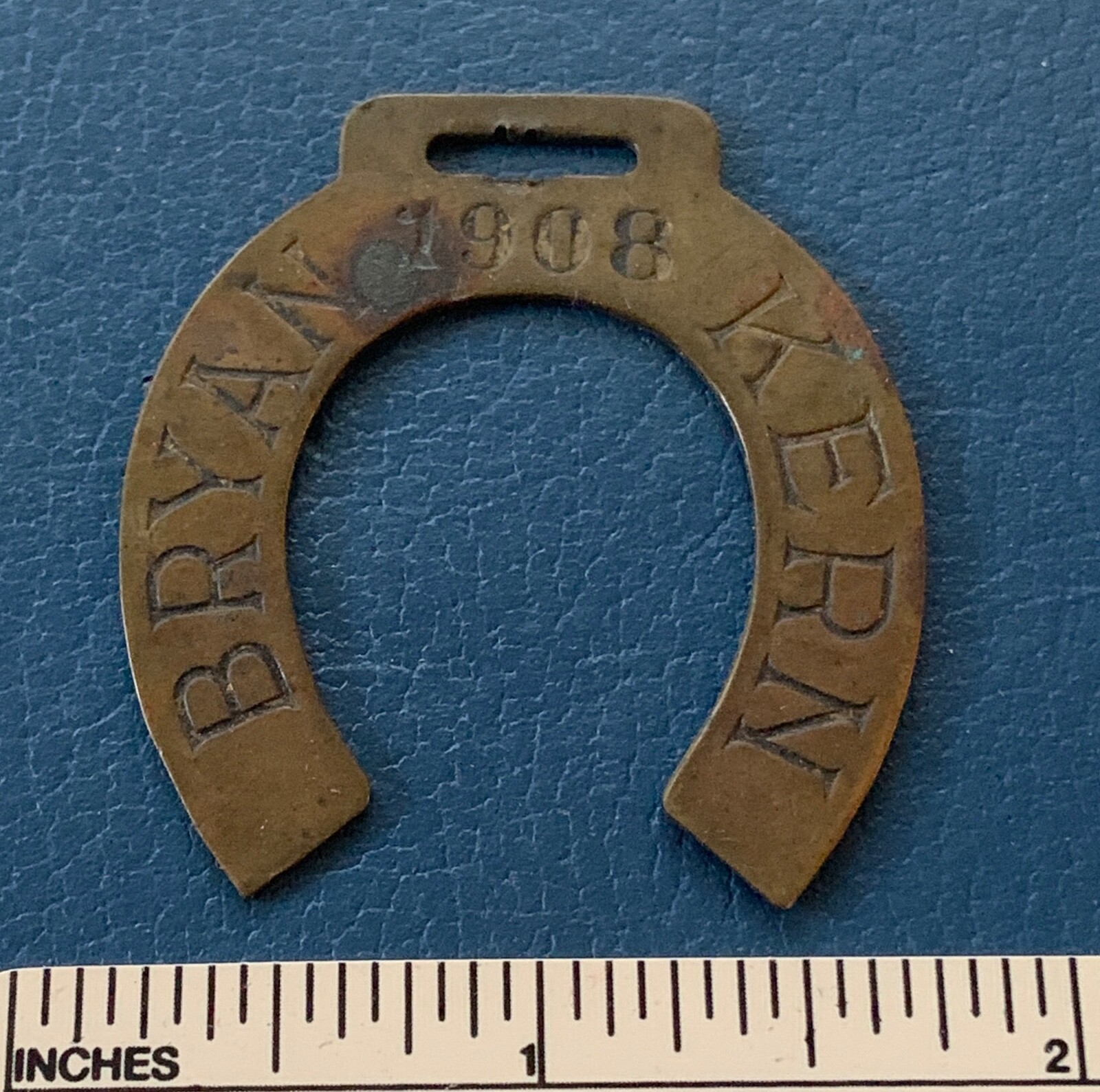 VTG1908 WILLIAM BRYAN / JOHN KERN Presidential Election Campaign HORSESHOE FOB