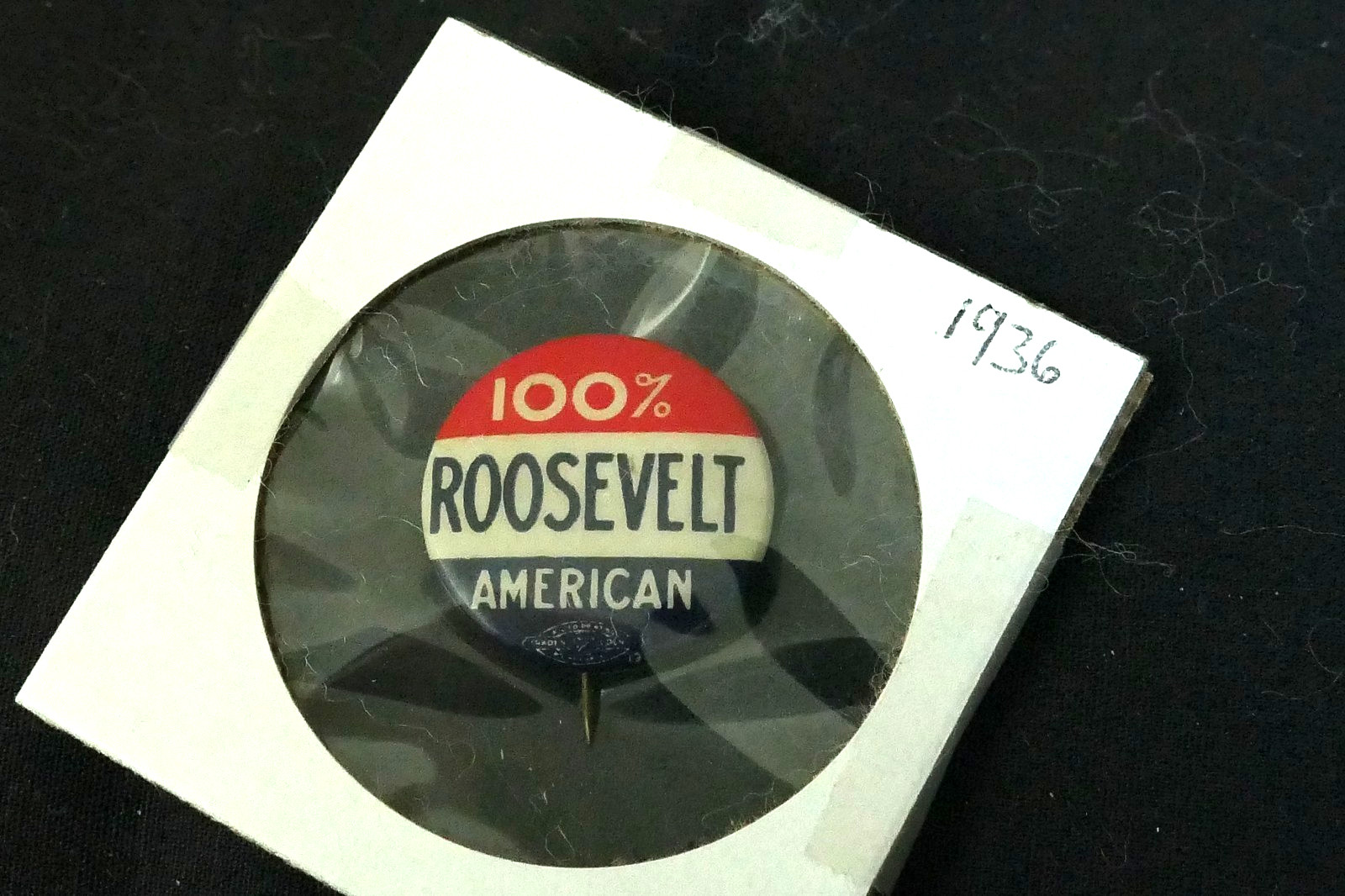 FDR. Franklin Roosevelt 100% American Presidential Campaign Pin Pinback 13/16″”