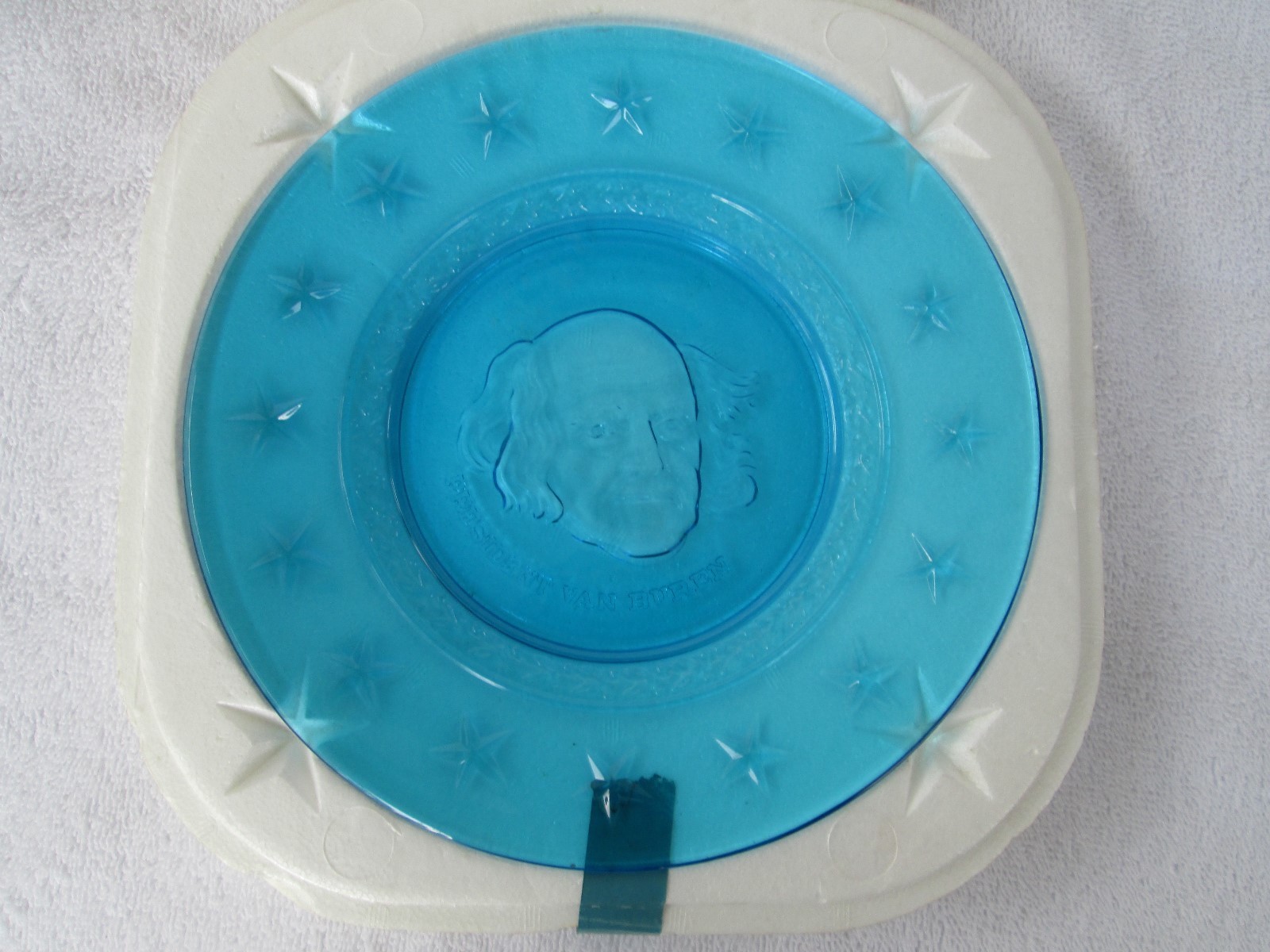 Wheaton Nuline Millville New Jersey Presidential Plate Van Buren Blue Glass
