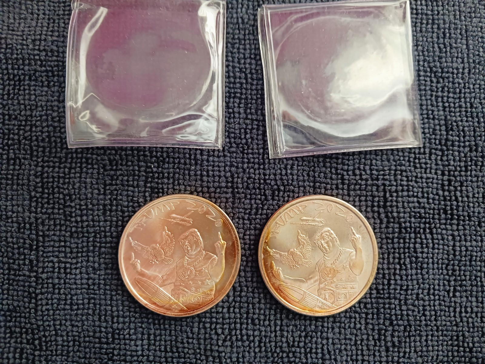 Two Trump 1 OZ .999 Silver Shield Collection Round Coin Maga Middle Fingers 2020