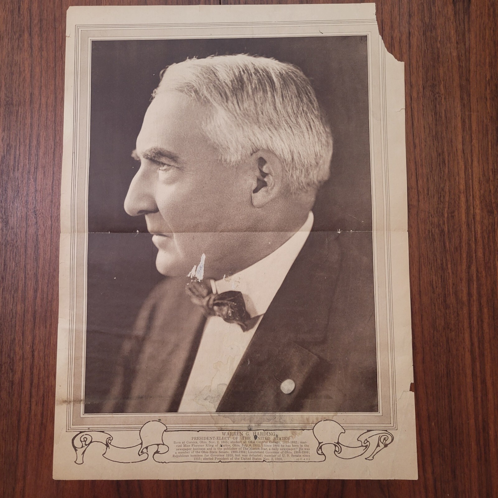 Antique Original 1920 Warren G Harding Mid Week Pictorial Centerfold Poster …
