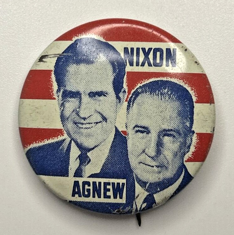 1968 Nixon Agnew Red White & Blue 1″ Political Pinback Button SKU PB91-4