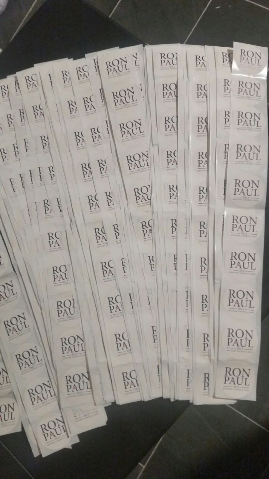 RON PAUL 2012 Bumper Stickers (set of 10) white round 2-in Official Campaign NEW