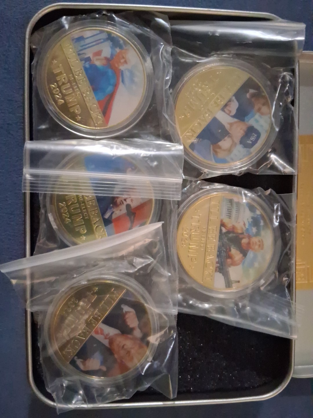 Donald Trump 24k Gold Plated Coins 5 Total